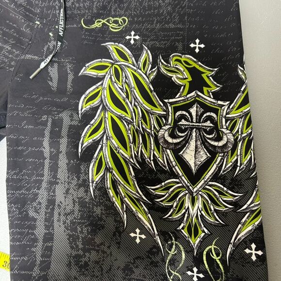 Affliction Mens Y2K Board Shorts Size 36 Grunge Goth Skater Punk Swim Trunks - Picture 4 of 13